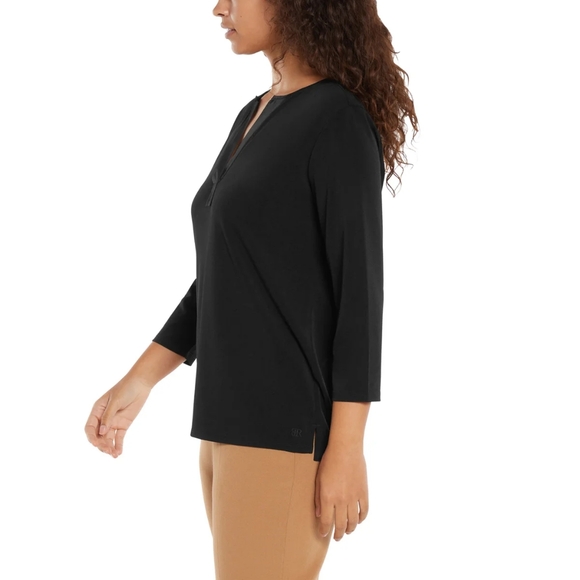 Banana Republic Womens' Black Relaxed Fit Tunic Style 3/4 Sleeve Blouse - Picture 2 of 14